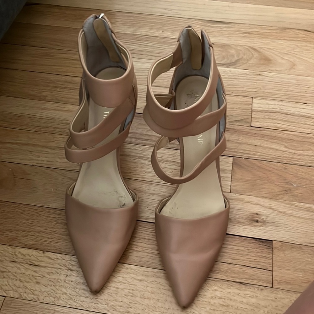 Nude closed toe heels